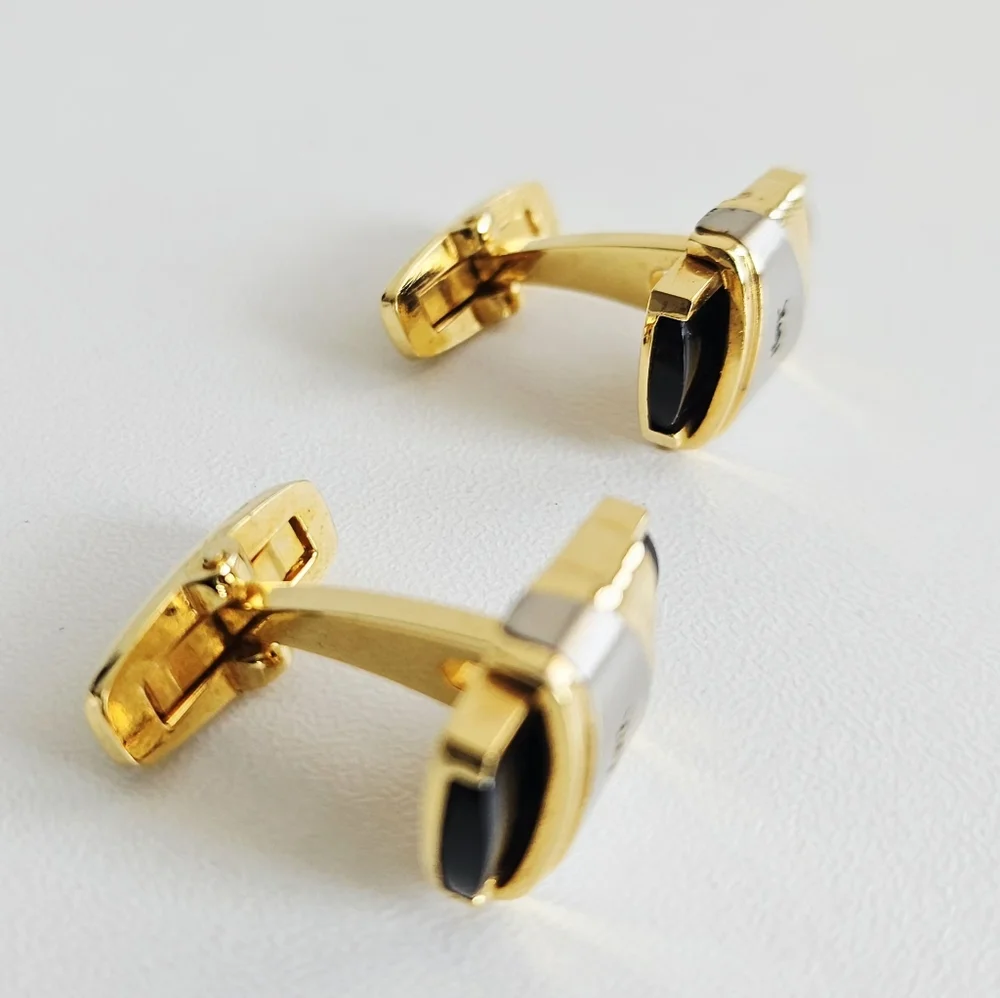 YSL Black Onyx Three-tone Cassandre Cufflinks